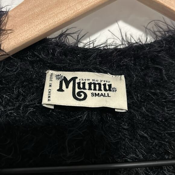 Show Me Your MuMu Bader Cardigan fuzzy black bear size S - Picture 3 of 9